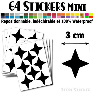 64 Etoiles 3 cm - Stickers mini gommettes