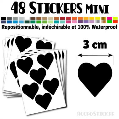48 Coeurs 3 cm - Stickers mini gommettes