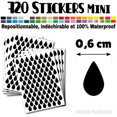 720 Gouttes d'eau 0,6 cm - Stickers mini gommettes
