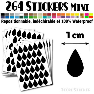 264 Gouttes d'eau 1 cm - Stickers mini gommettes
