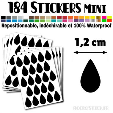 184 Gouttes d'eau 1,2 cm - Stickers mini gommettes