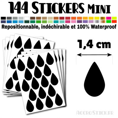 144 Gouttes d'eau 1,4 cm - Stickers mini gommettes