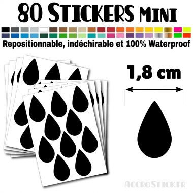 80 Gouttes d'eau 1,8 cm - Stickers mini gommettes