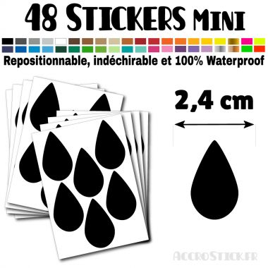 48 Gouttes d'eau 2,4 cm - Stickers mini gommettes