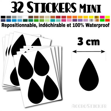 32 Gouttes d'eau 3 cm - Stickers mini gommettes