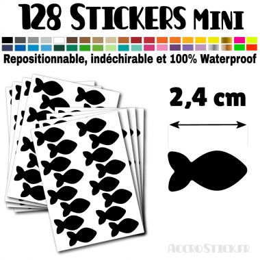 128 Poissons 2,4 cm - Stickers mini gommettes