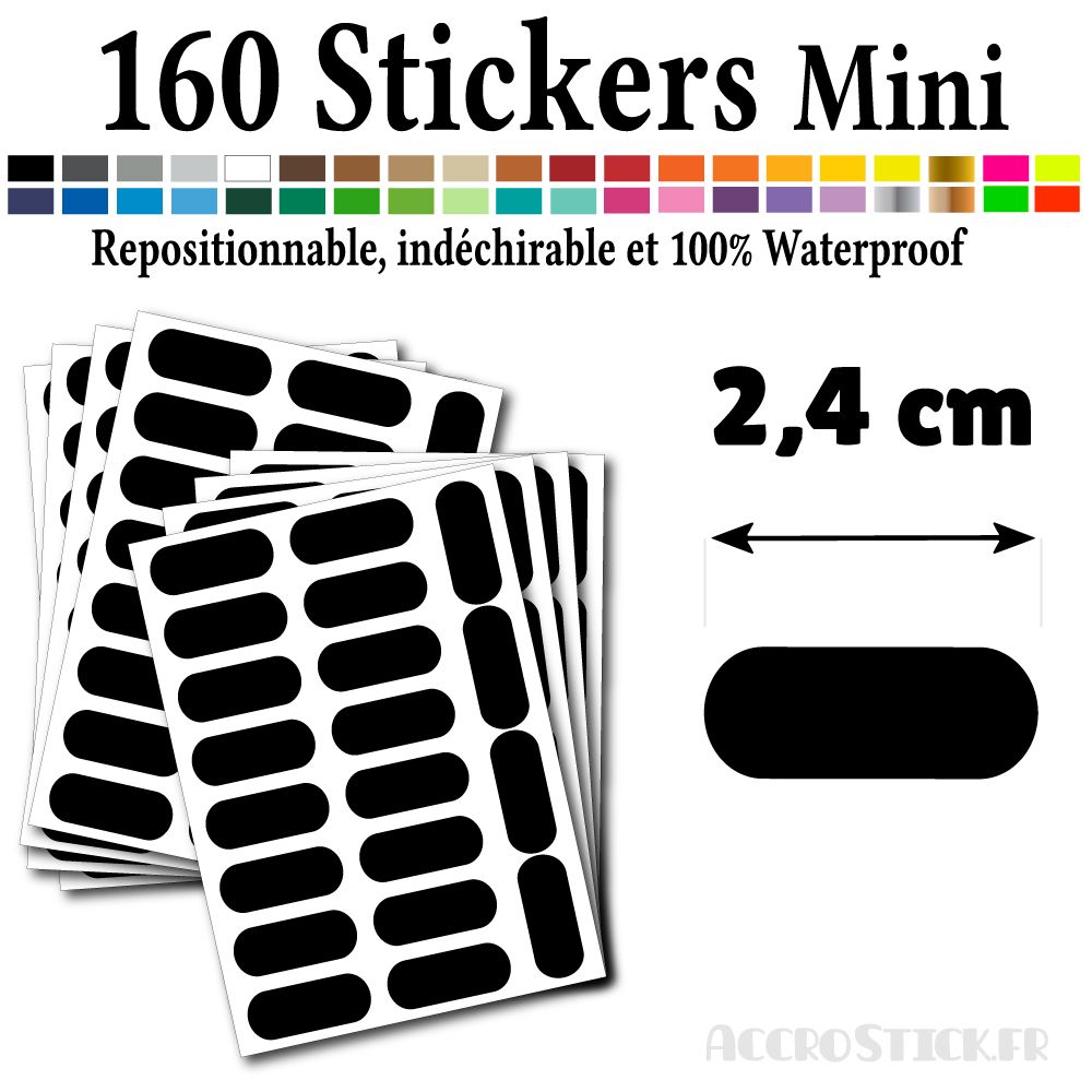 Etiquettes Autocollantes Bocaux, 160 Stickers Noirs 2 Marqueurs