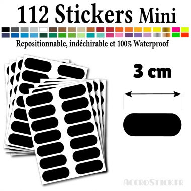 Etiquettes Autocollantes Bocaux, 160 Stickers Noirs 2 Marqueurs